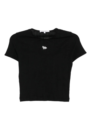 Maison Kitsuné logo-embroidered T-shirt - Black