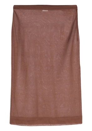 Saint Laurent knitted pencil midi skirt - Brown