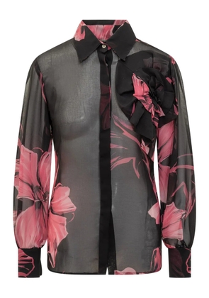 CHIARA BONI La Petite Robe Maja floral-print ruffled shirt - Black