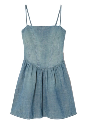 RE/DONE corset-bodice chambray minidress - Blue