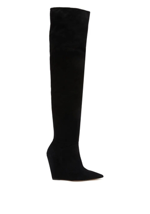 Stuart Weitzman 100mm Saloon wedge pointed-toe over-the-knee boots - Black