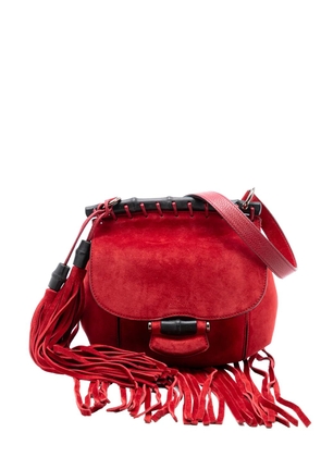 Gucci Pre-Owned 2016-2025 Small Suede Bamboo Nouveau Fringe crossbody bag - Red