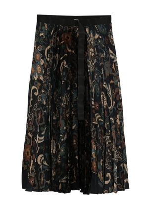 sacai pleated paisley print skirt - Blue