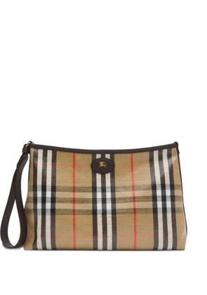 Burberry check leather highlands clutch bag - Neutrals