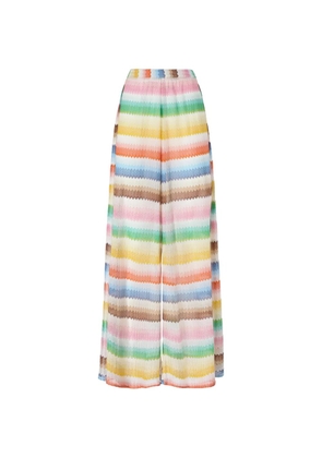 Missoni zigzag-pattern slit beach trousers - White