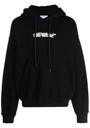 Off-White logo-print cotton hoodie - Black
