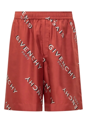Givenchy logo-print silk shorts - Red