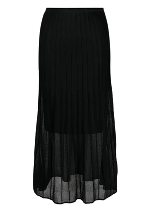 Calvin Klein semi-sheer construction pleated skirt - Black