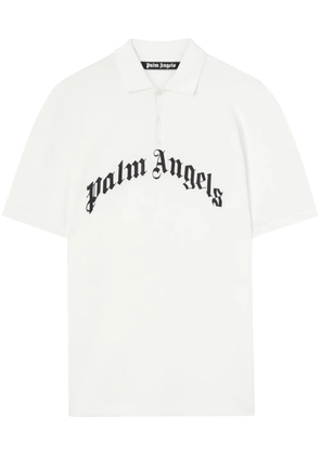 Palm Angels logo-embroidered polo t-shirt - White