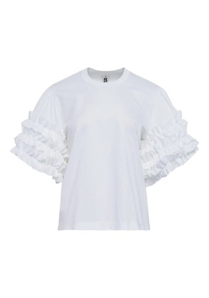 Noir Kei Ninomiya Ponte ruffled cotton T-shirt - White