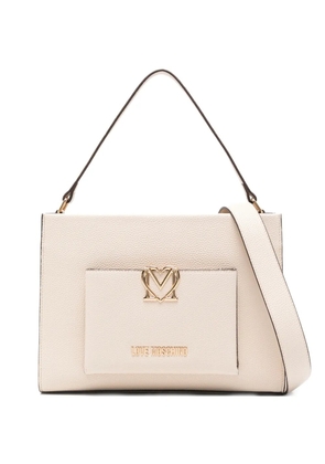 Love Moschino logo-plaque tote bag - Neutrals