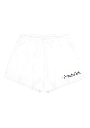 Sporty & Rich embroidery-logo elasticated shorts - White