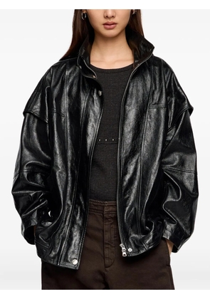 Bimba y Lola leather zip-up jacket - Black