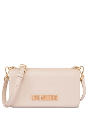 Love Moschino logo plaque shoulder bag - Neutrals