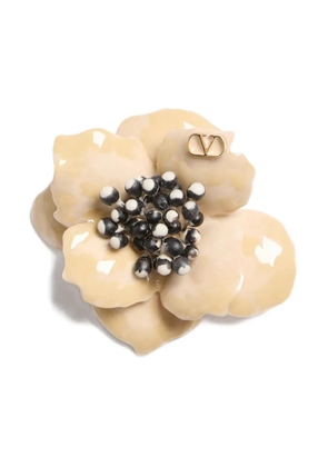 Valentino Garavani Fleur Lumineuse VLogo brooch - Neutrals