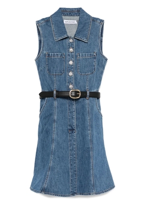 Self-Portrait sleeveless denim mini dress - Blue