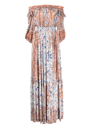 Evarae floral-print colette maxi dress - Brown