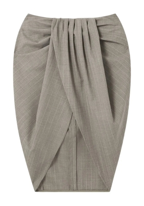 Stella McCartney ruched wrapped pinstripe-pattern midi skirt - Grey