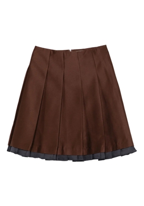 SHUSHU/TONG pleated contrasting-trim skirt - Brown