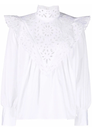 Chloé high-neck broderie anglaise blouse - White