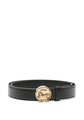 Chloé horse-motif medal leather belt - Black