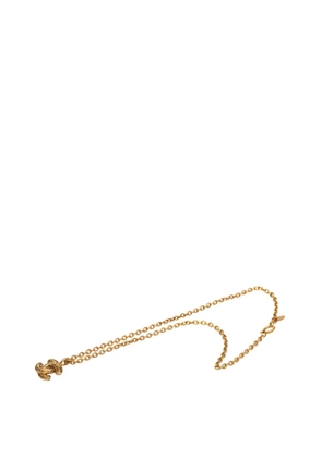 CHANEL Pre-Owned 1980-1990 Gold Plated Quilted CC Pendant Necklace costume necklace