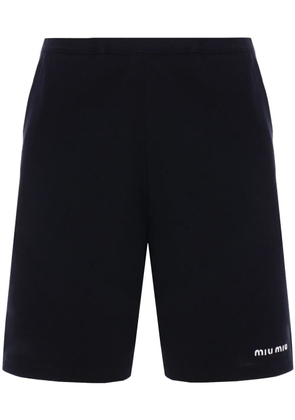 Miu Miu logo-embroidered shorts - Blue