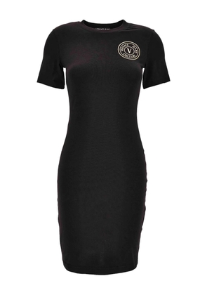 Versace Jeans Couture logo-print short-sleeve midi dress - Black