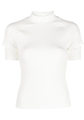 Helmut Lang ribbed cut-out sleeve top - White