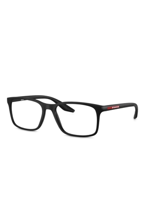 Prada Linea Rossa logo-detail rectangle-frame glasses - Black