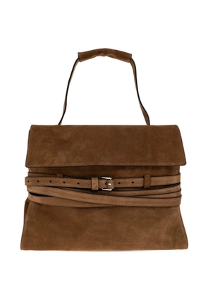 Moschino belted handle tote bag - Brown