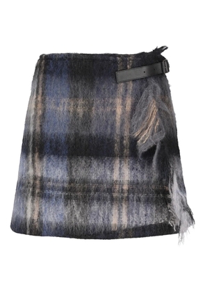 LOEWE plaid buckle-detailing skirt - Blue