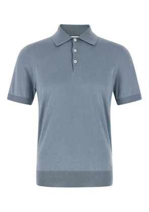Brunello Cucinelli contrasting-piping cotton polo shirt - Blue