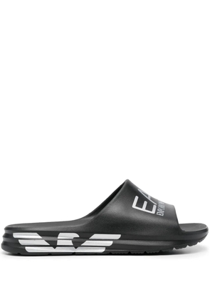 Ea7 Emporio Armani logo-print slip-on slides - Black