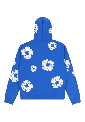 Denim Tears wreath-print zip-up hoodie - Blue