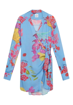 Donde Esteban Cielo wrap mini dress - Blue