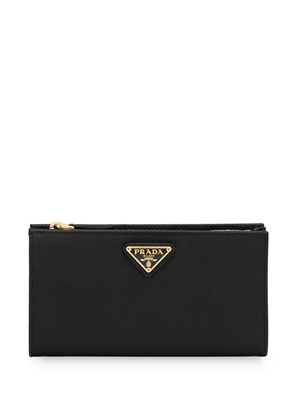 Prada logo-plaque zipped wallet - Black