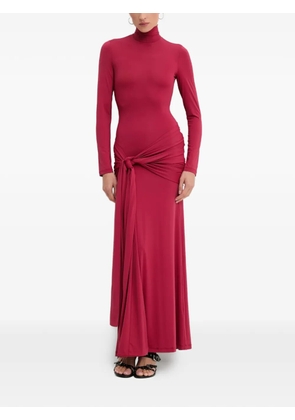Bardot knotted roll-neck maxi dress - Red