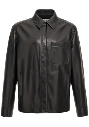 LOEWE Long-sleeve Leather Overshirt - Black