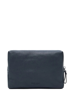 Giorgio Armani zipped leather wash bag - Blue