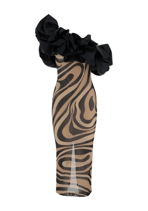 PUCCI marmo-print one-shoulder dress - Neutrals