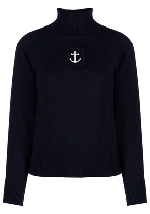 Jil Sander logo-patch high-neck jumper - Blue