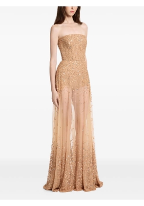 Elie Saab strapless beaded embroidered gown - Gold