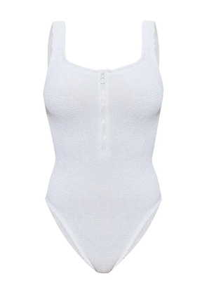 Hunza G Dallas crinkle zip swimsuit - White