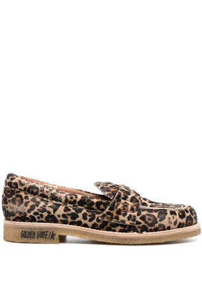 Golden Goose leopard-print round-toe loafers - Brown