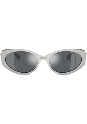 Versace Eyewear logo-plaque oval-frame sunglasses - Silver