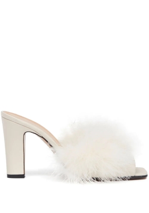 Maison Margiela 90mm Feather satin sandals - White