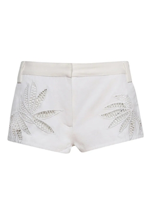 diotima Rider leaf-embroidered cotton shorts - White