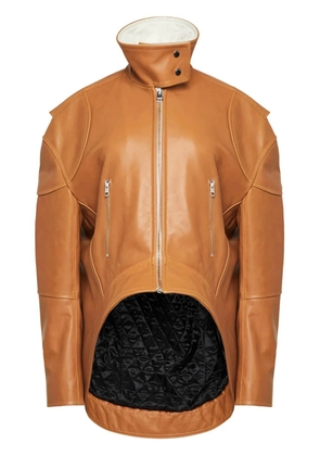 JW Anderson curved-hem high-neck leather jacket - Brown