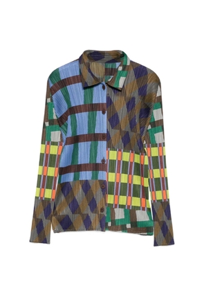 Pleats Please Issey Miyake Harmony printed pleated shirt - Blue